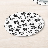 再構築された花柄 – 無彩色ゴシック ラウンドペーパーコースター (アングル)