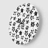 再構築された花柄 – 無彩色ゴシック ラージ壁時計 (傾斜)