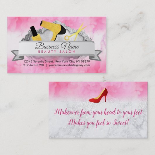 再生のスタイリストのサロンのスローガンの名刺 名刺 (正面/裏面)