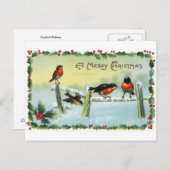 再生のヴィンテージのクリスマスの郵便はがき シーズンポストカード (正面/裏面)