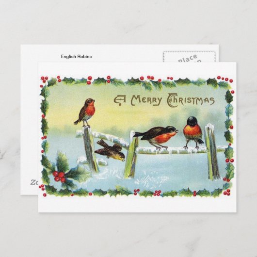 再生のヴィンテージのクリスマスの郵便はがき シーズンポストカード (正面/裏面)