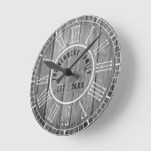 再生ウッドファームハウスホワイトローマ数字 ラウンド壁時計 (傾斜)