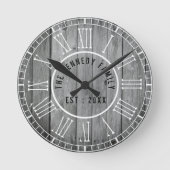 再生ウッドファームハウスホワイトローマ数字 ラウンド壁時計 (正面)