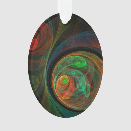 再生グリーン抽象芸術アートアクリルオーバル オーナメント (正面)