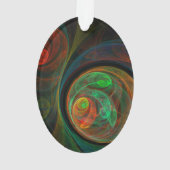 再生グリーン抽象芸術アートアクリルオーバル オーナメント (裏面)