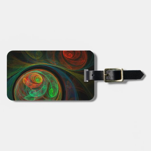 再生グリーン抽象芸術アートアドレス ラゲッジタグ (正面横)
