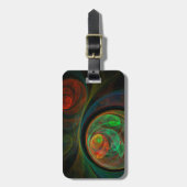 再生グリーン抽象芸術アートアドレス ラゲッジタグ (正面縦)