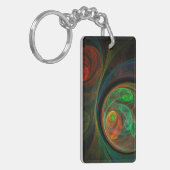 再生グリーン抽象芸術アート キーホルダー (正面左)