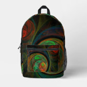 再生グリーン抽象芸術アート プリントバックパック (正面)