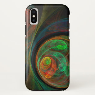 再生グリーン抽象芸術アート iPhone XSケース