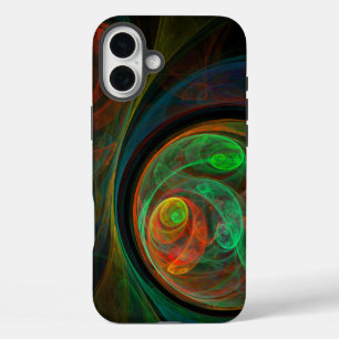 再生グリーン抽象芸術アート iPhone 16 PLUSケース