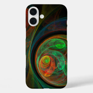 再生グリーン抽象芸術アート iPhone 16 PLUSケース