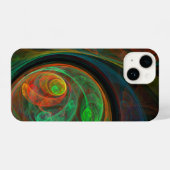 再生グリーン抽象芸術アート iPhoneケース (裏面横)