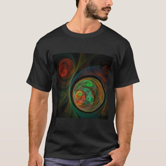 再生グリーン抽象芸術アート Tシャツ (正面)