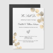 再生ゴールデンユーカリのホワイトラグジュアリー マグネット招待状 (正面/裏面)