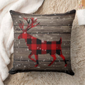 再生バーンドボード雪のように赤いバッファロープレイドスタッグ クッション (ブランケット)