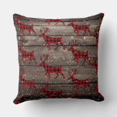 再生バーンドボード雪のように赤いバッファロープレイドスタッグ クッション (裏面)