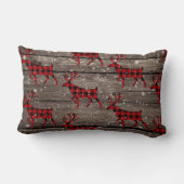 再生バーンドボード雪のように赤いバッファロープレイドスタッグ ランバークッション (裏面)