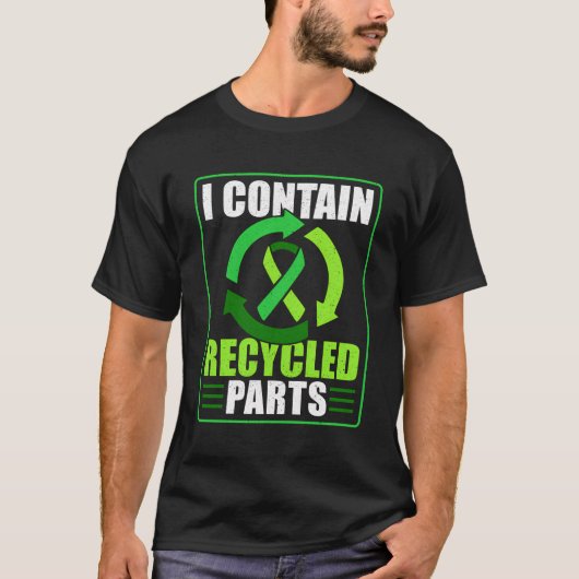 再生パーを含む臓器寄贈グリーンリボン Tシャツ (正面)