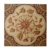 再生ビクトリアンマルーンon Buff Transferware タイル (正面)