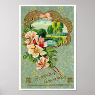 再生ファインアート: C1915誕生日はがき ポスター