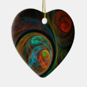 再生ブルー抽象芸術アートハートオーナメント セラミックオーナメント (右)