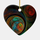 再生ブルー抽象芸術アートハートオーナメント セラミックオーナメント (裏面)