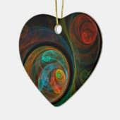 再生ブルー抽象芸術アートハートオーナメント セラミックオーナメント (左)