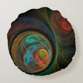 再生ブルー抽象芸術アートラウンドピロー ラウンドクッション (裏面)