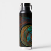 再生ブルー抽象芸術アート ウォーターボトル (正面)