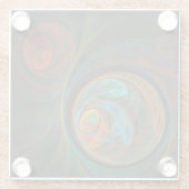 再生ブルー抽象芸術アート ガラスコースター (裏面)