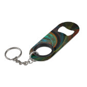 再生ブルー抽象芸術アート キーホルダー栓抜き (正面アングル)