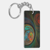 再生ブルー抽象芸術アート キーホルダー (正面左)