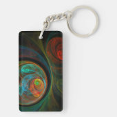 再生ブルー抽象芸術アート キーホルダー (裏面)