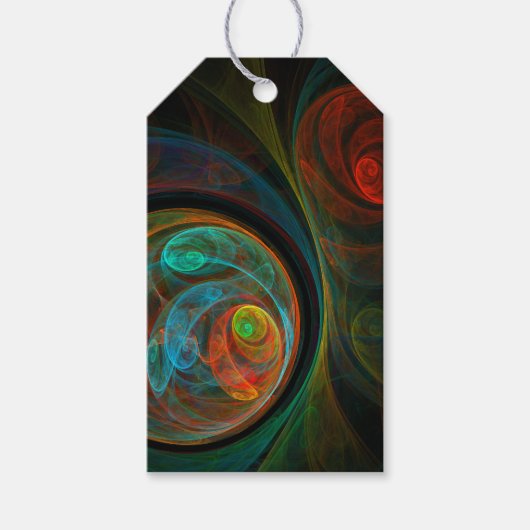 再生ブルー抽象芸術アート ギフトタグ (正面)