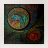 再生ブルー抽象芸術アート ジグソーパズル (横)