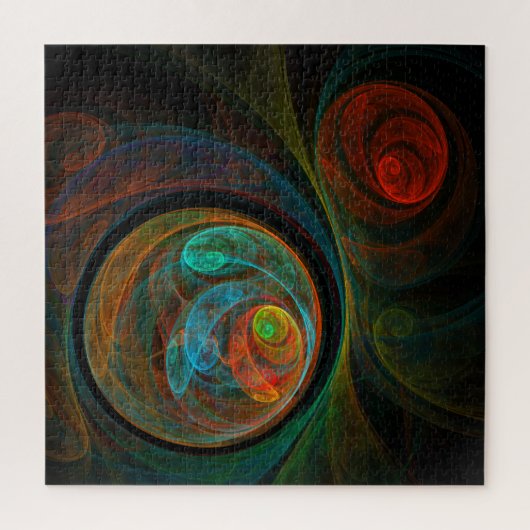 再生ブルー抽象芸術アート ジグソーパズル (縦)