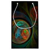 再生ブルー抽象芸術アート スモールペーパーバッグ (裏面)