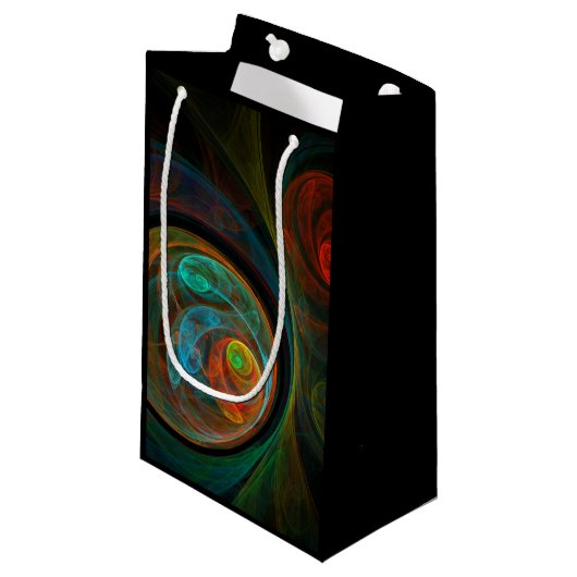 再生ブルー抽象芸術アート スモールペーパーバッグ (正面アングル)