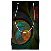 再生ブルー抽象芸術アート スモールペーパーバッグ (正面)