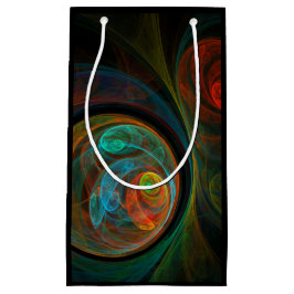 再生ブルー抽象芸術アート スモールペーパーバッグ