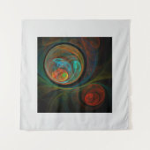 再生ブルー抽象芸術アート タペストリー (正面(横))