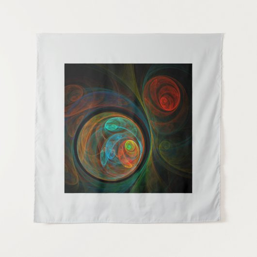 再生ブルー抽象芸術アート タペストリー (正面)