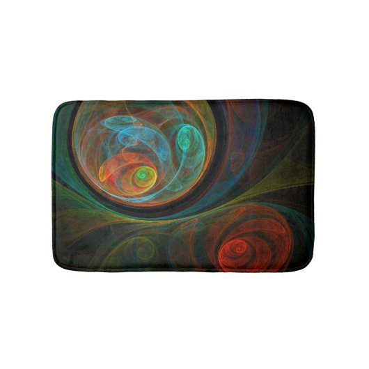 再生ブルー抽象芸術アート バスマット (正面)