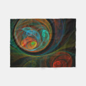 再生ブルー抽象芸術アート フリースブランケット (正面(横))