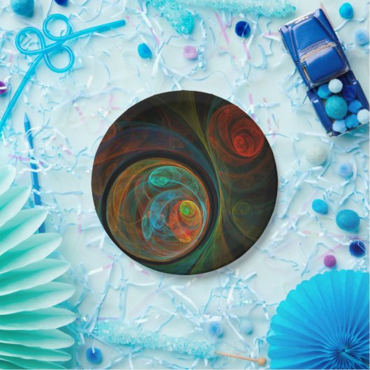 再生ブルー抽象芸術アート ペーパープレート (パーティー)