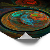 再生ブルー抽象芸術アート ポスター (角)