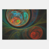 再生ブルー抽象芸術アート ラッピングペーパーシート (正面)