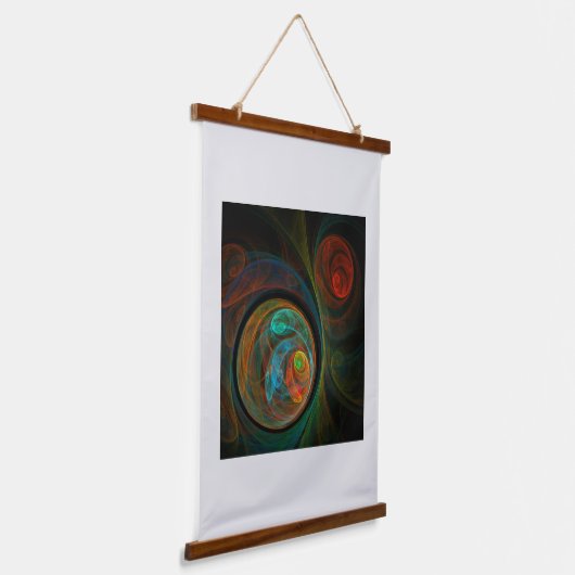 再生ブルー抽象芸術アート 吊り下げ型タペストリー (傾斜あり)