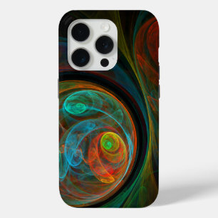 再生ブルー抽象芸術アート iPhone 15 PROケース